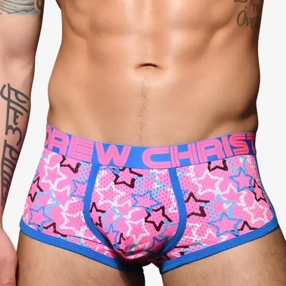 Andrew Christian Bright Stars Mesh Men's Boxer w/ Almost Naked Size XL